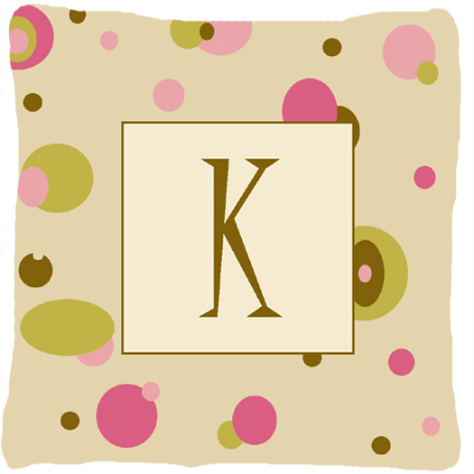 Letter K Initial Monogram - Tan Dots Decorative Indoor & Outdoor Fabric Pillow