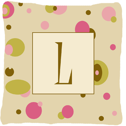 Letter L Initial Monogram - Tan Dots Decorative Indoor & Outdoor Fabric Pillow