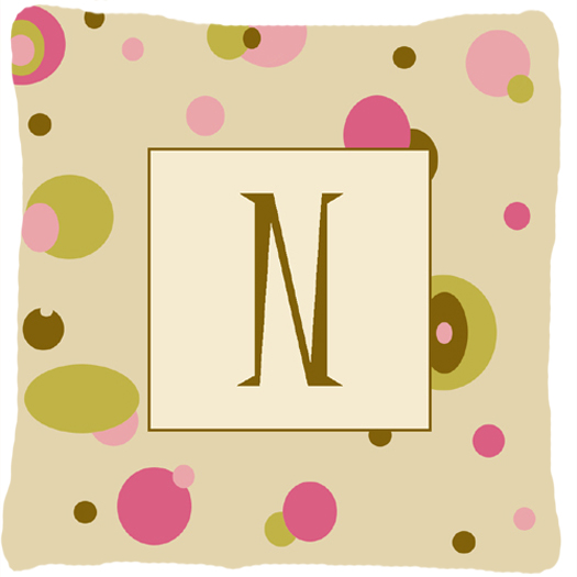 Letter N Initial Monogram - Tan Dots Decorative Indoor & Outdoor Fabric Pillow