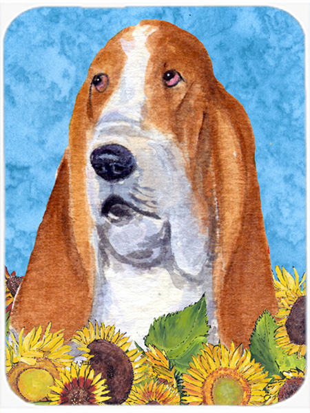 Basset Hound- Glass Cutting Board - Large