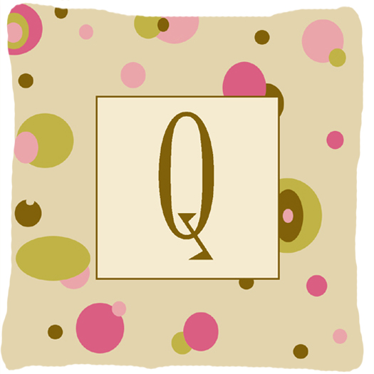 Letter Q Initial Monogram - Tan Dots Decorative Indoor & Outdoor Fabric Pillow