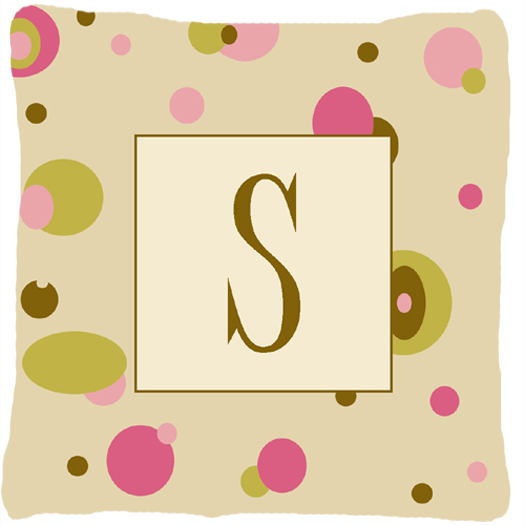 Letter S Initial Monogram - Tan Dots Decorative Indoor & Outdoor Fabric Pillow