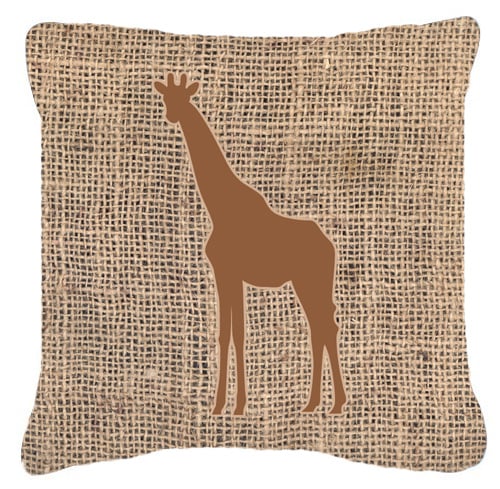Giraffe Burlap and Brown Indoor & Outdoor Fabric Decorative Pillow
