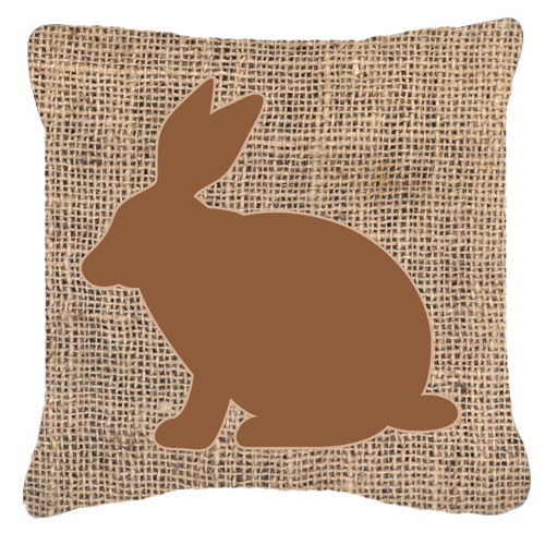 Rabbit Burlap and Brown Indoor & Outdoor Fabric Decorative Pillow