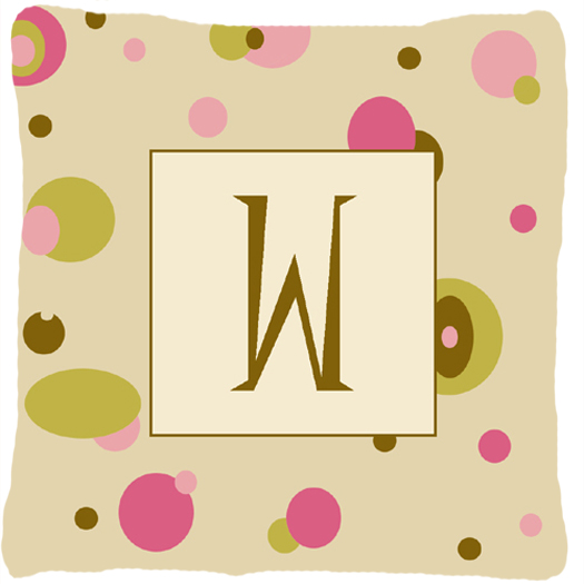 Letter W Initial Monogram - Tan Dots Decorative Indoor & Outdoor Fabric Pillow