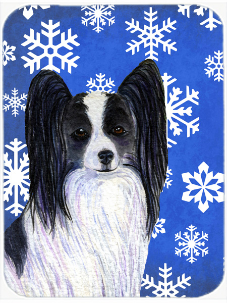 Papillon Winter Snowflakes Holiday- Glass Cutting Board - Large