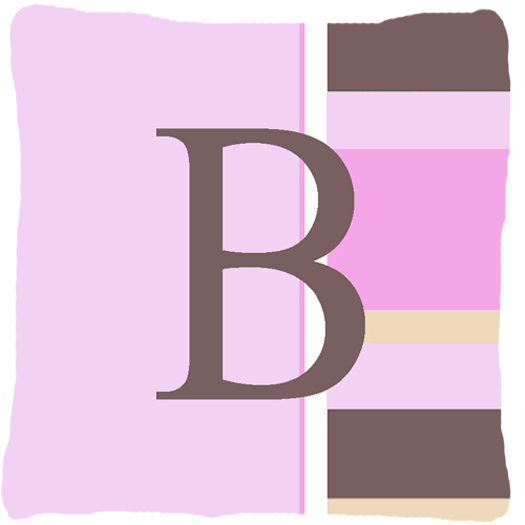 Letter B Initial Monogram - Pink Stripes Decorative Indoor & Outdoor Fabric Pillow