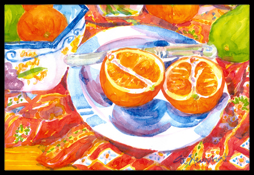 Picture of Carolines Treasures 6035JMAT 24 x 36 in. Florida Oranges Sliced for breakfast Indoor Or Outdoor Mat