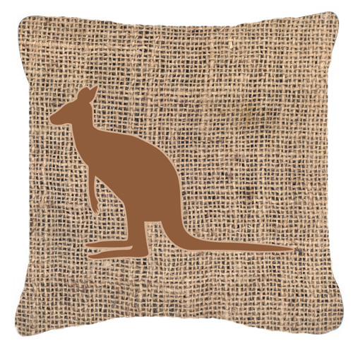 Kangaroo Burlap and Brown Indoor & Outdoor Fabric Decorative Pillow