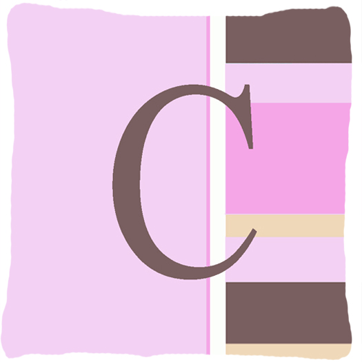 Letter C Initial Monogram - Pink Stripes Decorative Indoor & Outdoor Fabric Pillow