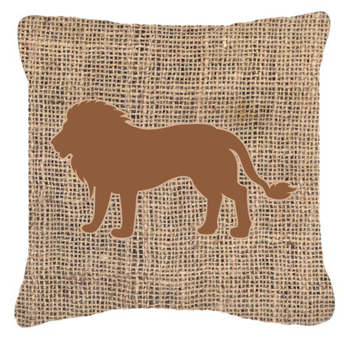 Lion Burlap and Brown Indoor & Outdoor Fabric Decorative Pillow