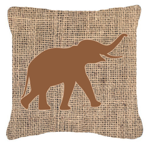 Elephant Burlap and Brown Indoor & Outdoor Fabric Decorative Pillow