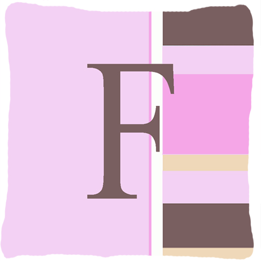 Letter F Initial Monogram - Pink Stripes Decorative Indoor & Outdoor Fabric Pillow