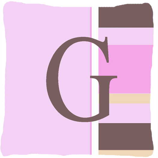 Letter G Initial Monogram - Pink Stripes Decorative Indoor & Outdoor Fabric Pillow
