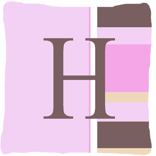 Letter H Initial Monogram - Pink Stripes Decorative Indoor & Outdoor Fabric Pillow