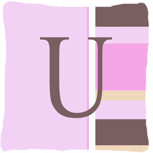 Letter U Initial Monogram - Pink Stripes Decorative Indoor & Outdoor Fabric Pillow