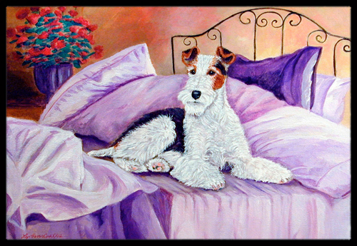 Fox Terrier Waiting on Mom Indoor Or Outdoor Mat