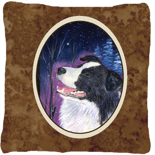 Starry Night Border Collie Decorative Indoor & Outdoor Fabric Pillow