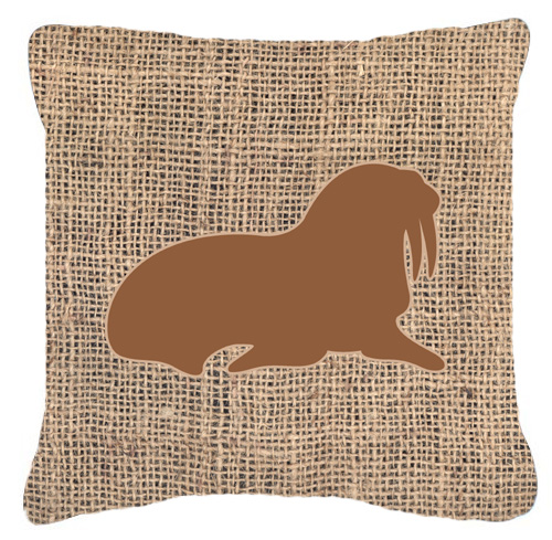 Walrus Burlap and Brown Indoor & Outdoor Fabric Decorative Pillow