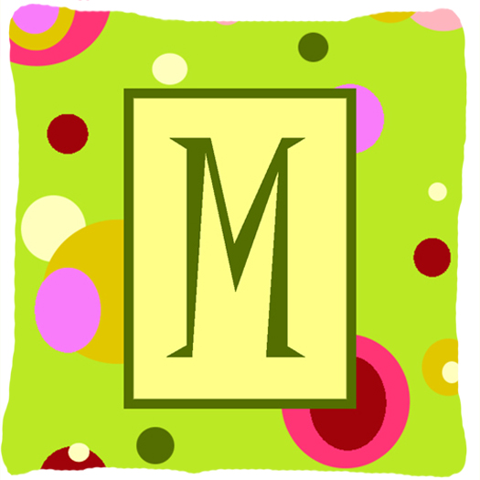 Letter M Initial Monogram - Green Decorative Indoor & Outdoor Fabric Pillow