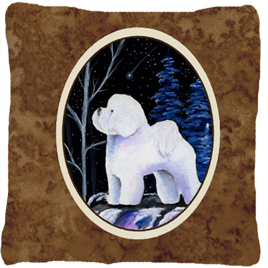 Starry Night Bichon Frise Decorative Indoor & Outdoor Fabric Pillow