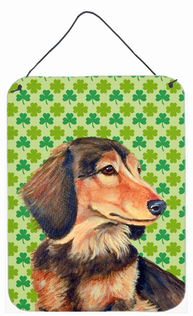 LH9211DS1216 Dachshund St. Patricks Day Shamrock Portrait Aluminium Metal Wall Or Door Hanging Prints