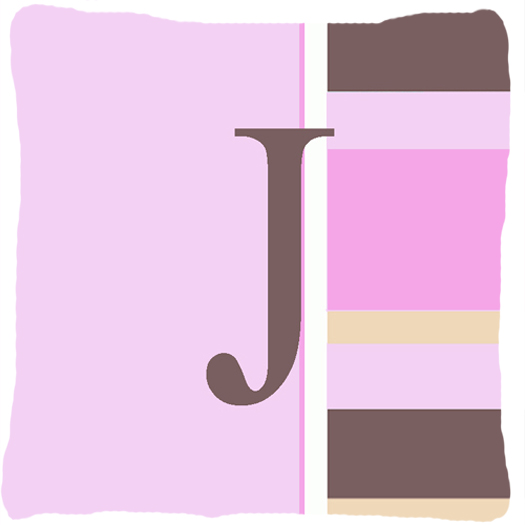 Letter J Initial Monogram - Pink Stripes Decorative Indoor & Outdoor Fabric Pillow