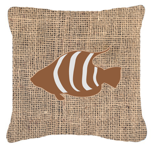Fish Burlap and Brown Indoor & Outdoor Fabric Decorative Pillow