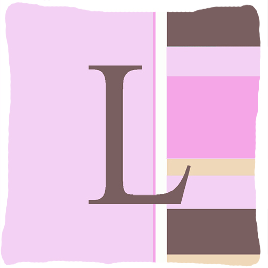 Letter L Initial Monogram - Pink Stripes Decorative Indoor & Outdoor Fabric Pillow