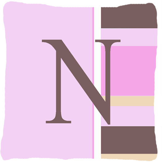 Letter N Initial Monogram - Pink Stripes Decorative Indoor & Outdoor Fabric Pillow