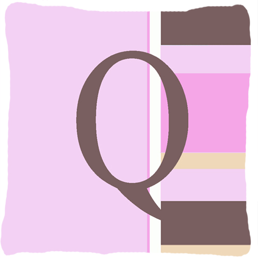 Letter Q Initial Monogram - Pink Stripes Decorative Indoor & Outdoor Fabric Pillow