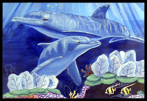 24 x 36 in. Dolphin under the sea Indoor Or Outdoor Mat