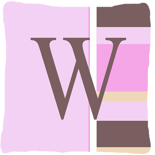 Letter W Initial Monogram - Pink Stripes Decorative Indoor & Outdoor Fabric Pillow