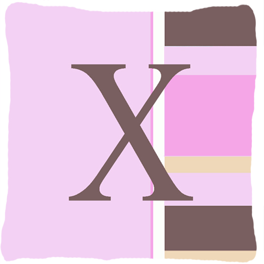Letter X Initial Monogram - Pink Stripes Decorative Indoor & Outdoor Fabric Pillow