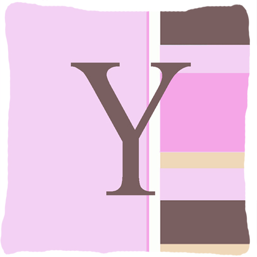 Letter Y Initial Monogram - Pink Stripes Decorative Indoor & Outdoor Fabric Pillow
