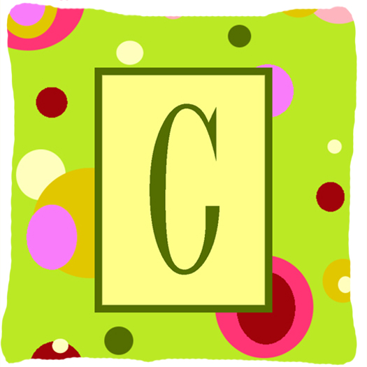 Letter C Initial Monogram - Green Decorative Indoor & Outdoor Fabric Pillow