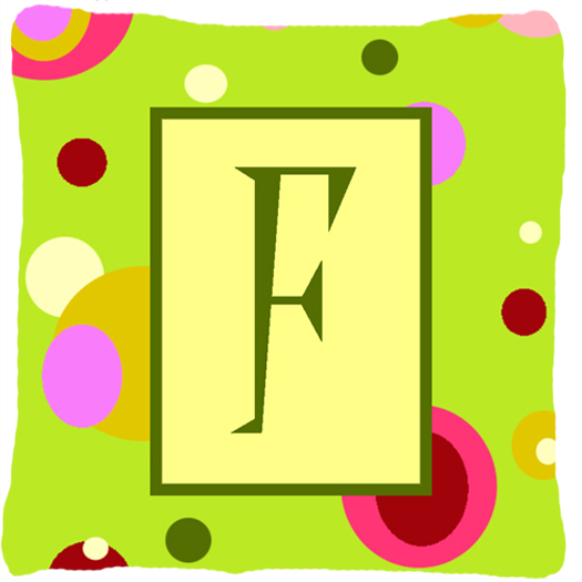 Letter F Initial Monogram - Green Decorative Indoor & Outdoor Fabric Pillow