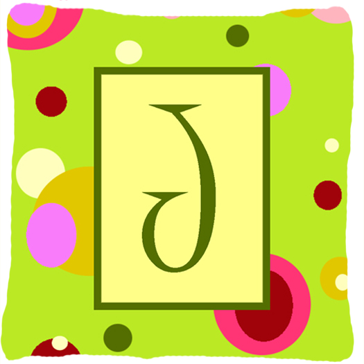 Letter J Initial Monogram - Green Decorative Indoor & Outdoor Fabric Pillow