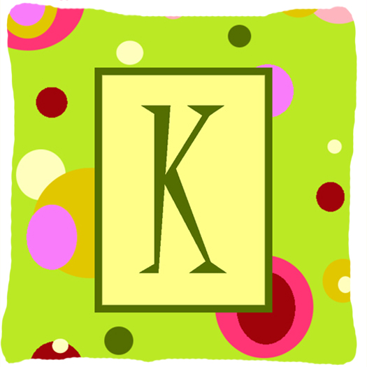 Letter K Initial Monogram - Green Decorative Indoor & Outdoor Fabric Pillow