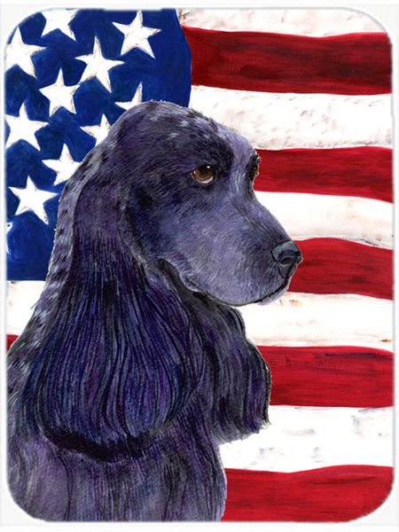 USA American Flag with Cocker Spaniel- Glass Cutting Board - Large