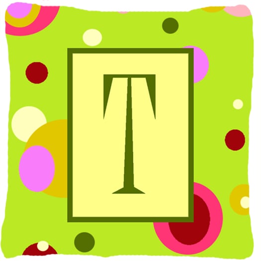 Letter T Initial Monogram - Green Decorative Indoor & Outdoor Fabric Pillow