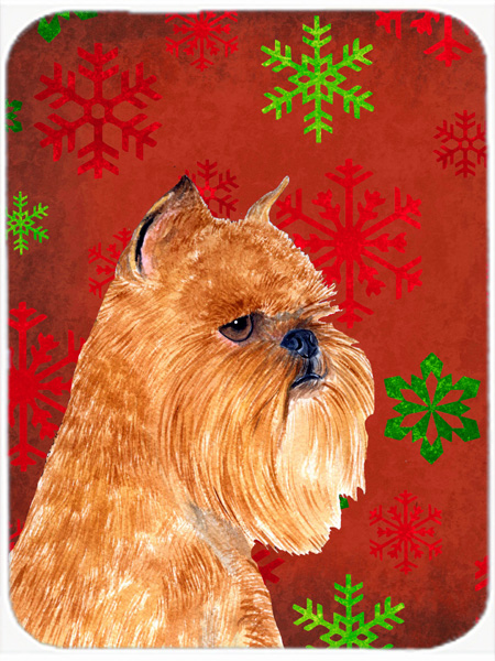 Brussels Griffon Red Snowflakes Christmas- Glass Cutting Board - Large