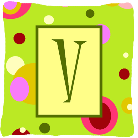 Letter V Initial Monogram - Green Decorative Indoor & Outdoor Fabric Pillow