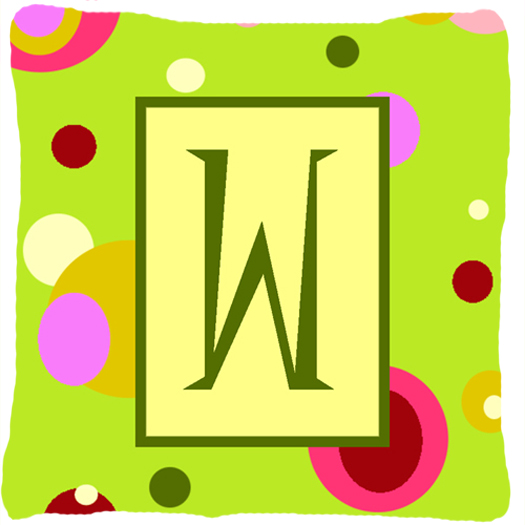 Letter W Initial Monogram - Green Decorative Indoor & Outdoor Fabric Pillow