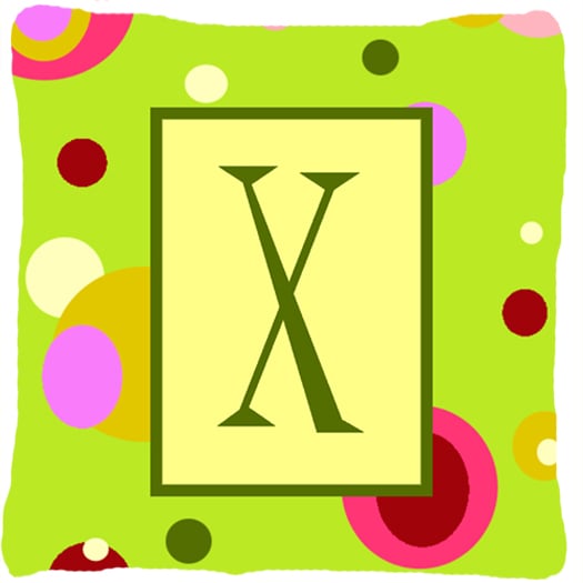 Letter X Initial Monogram - Green Decorative Indoor & Outdoor Fabric Pillow