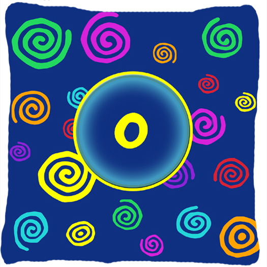 Letter O Initial Monogram - Blue Swirls Decorative Indoor & Outdoor Fabric Pillow