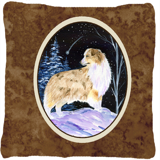 Starry Night Australian Shepherd Decorative Indoor & Outdoor Fabric Pillow