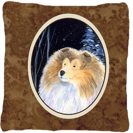 Starry Night Collie Decorative Indoor & Outdoor Fabric Pillow