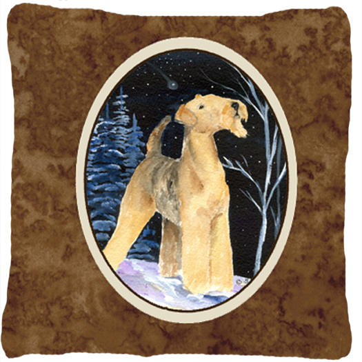 Starry Night Airedale Decorative Indoor & Outdoor Fabric Pillow