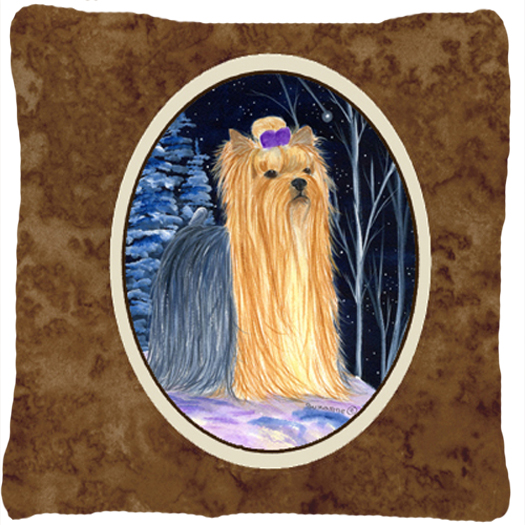 Starry Night Yorkie Decorative Indoor & Outdoor Fabric Pillow
